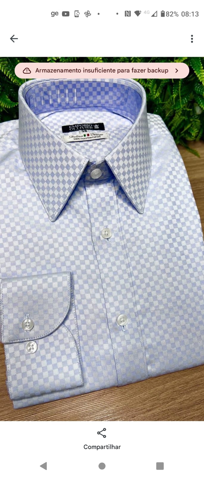 Camisa Fio Egípcio Designer Italiano — Ref. 020